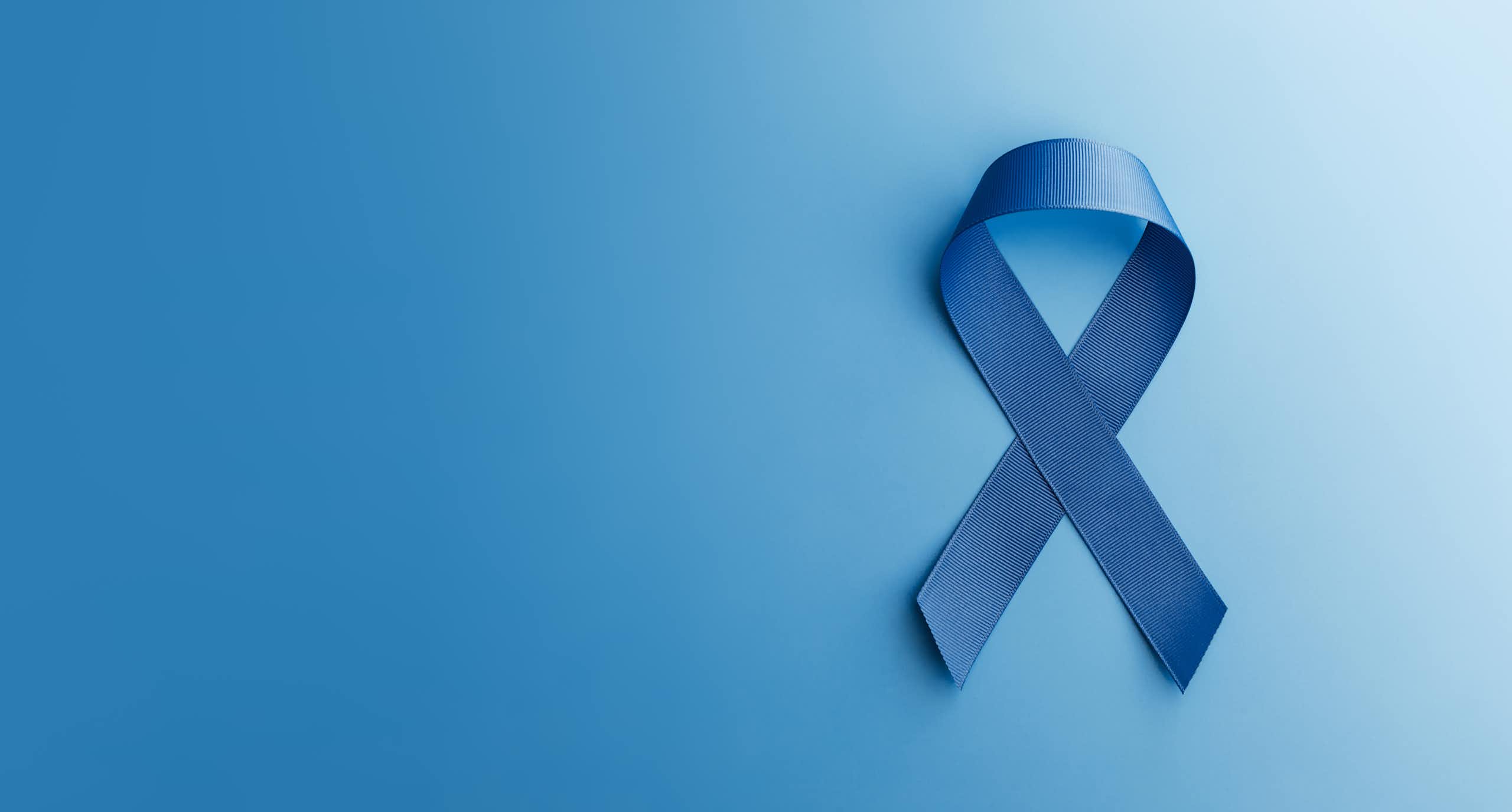 Blue ribbon with the ends crossed over