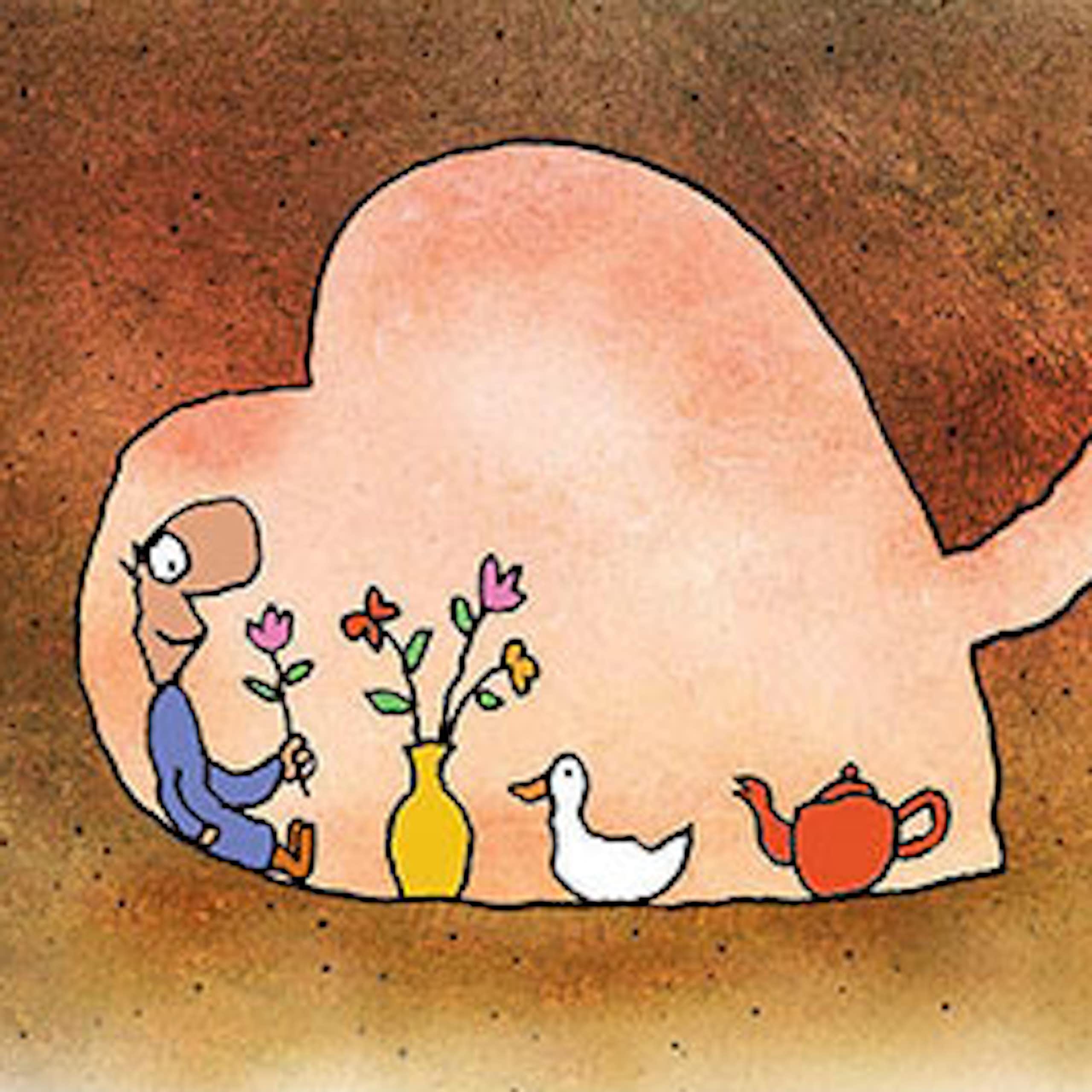 A heart shaped cave with Curly and Duck.